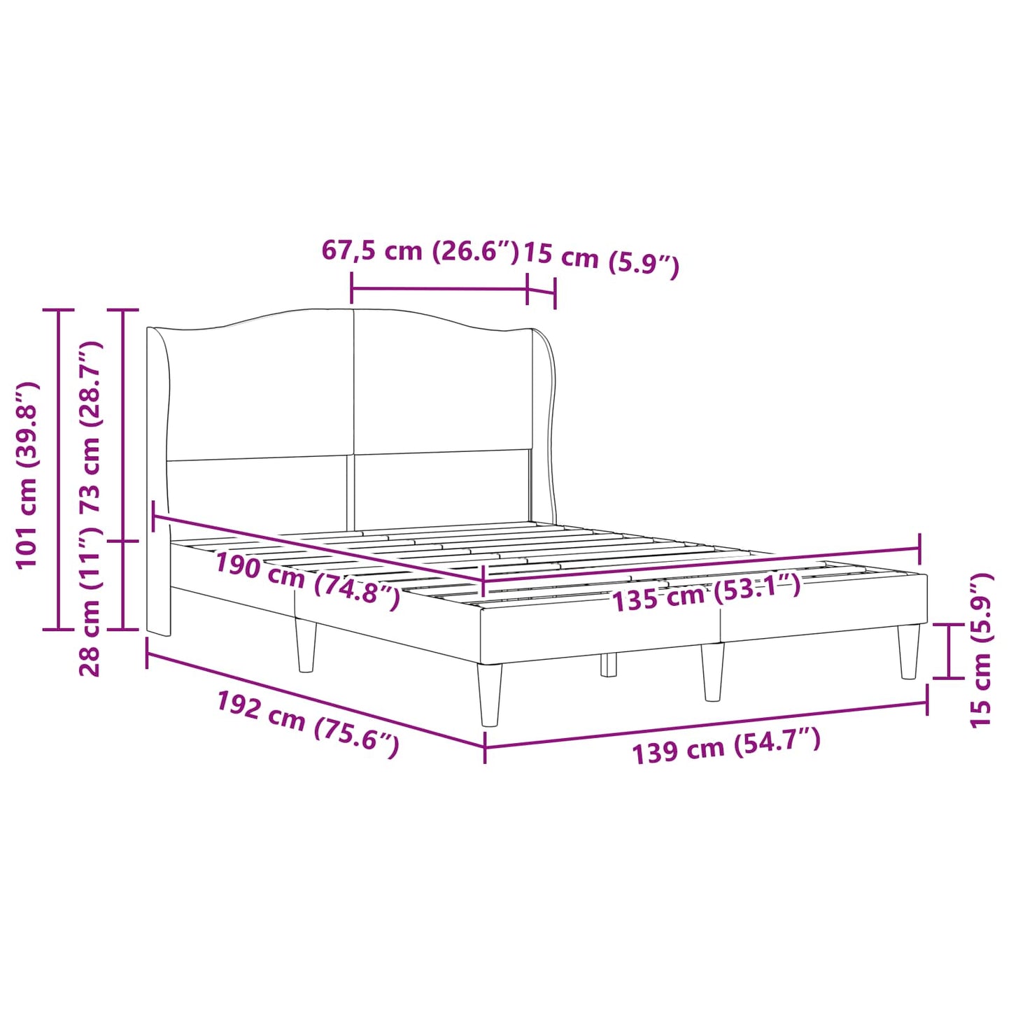 vidaXL Bed Frame with Headboard Black 180 x 200 cm Faux Leather