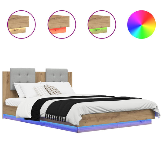 vidaXL Bed Frame with Headboard Artisan Oak 140 x 200 cm