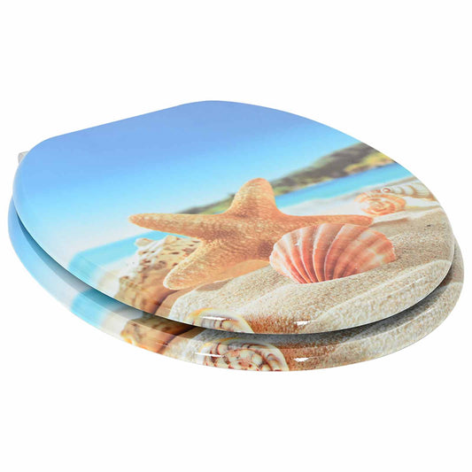 vidaXL Soft-Close Toilet Seat 2 pcs Sea Muschel 44 x 38 cm MDF board