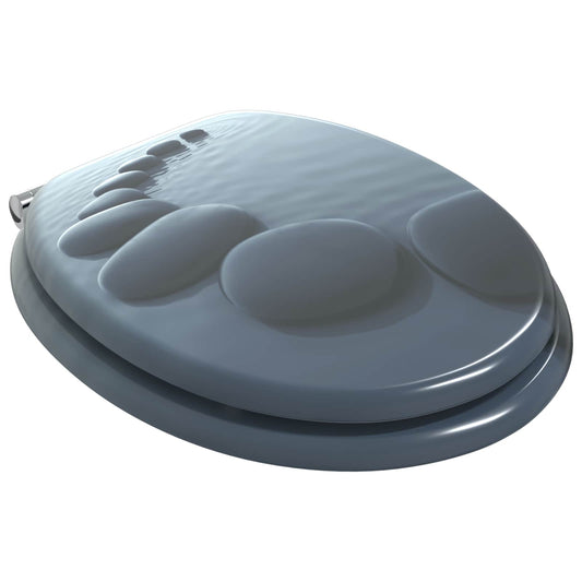 vidaXL Toilet Seat 2 pcs Grey 44 x 38 cm MDF board