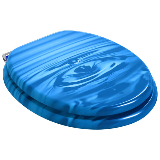 vidaXL Soft-Close Toilet Seat 2 pcs Blue Drop 44 x 38 cm MDF board