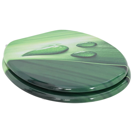 vidaXL Soft-Close Toilet Seat 2 pcs Green Drop 44 x 38 cm MDF board