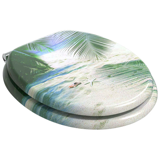 vidaXL Soft-Close Toilet Seat 2 pcs Green 44 x 38 cm MDF board