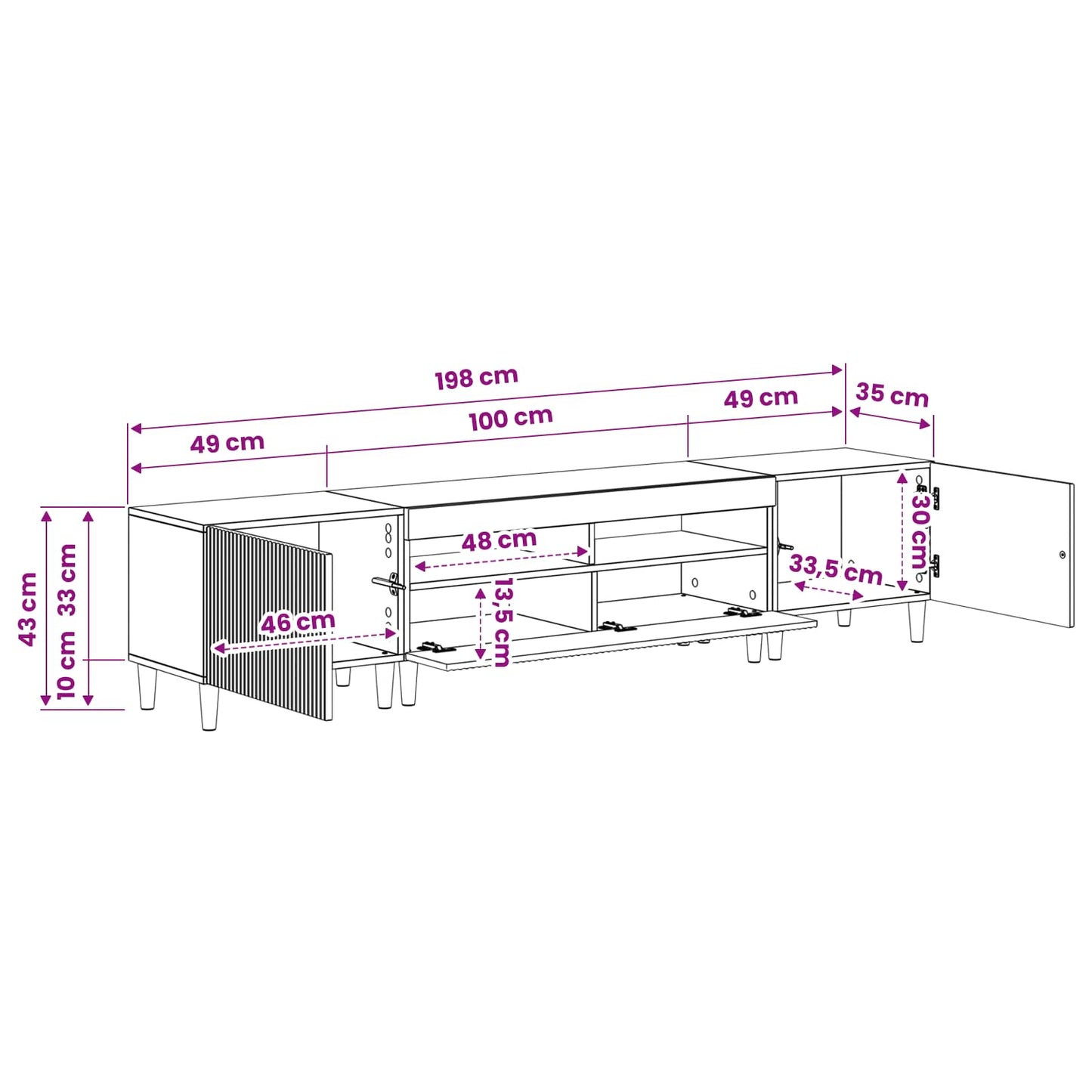 vidaXL 5 Piece LED TV Cabinet High Gloss White Engineered Wood