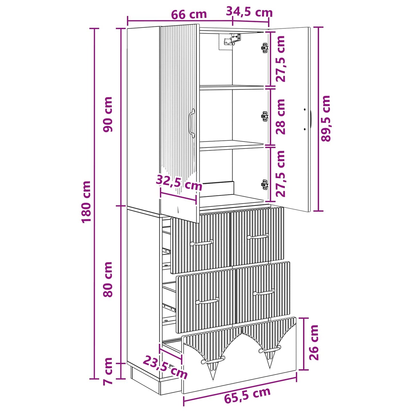 vidaXL Cabinet Set 2 pcs 66 x 34.5 x 87 cm Engineered Wood Smoked Oak