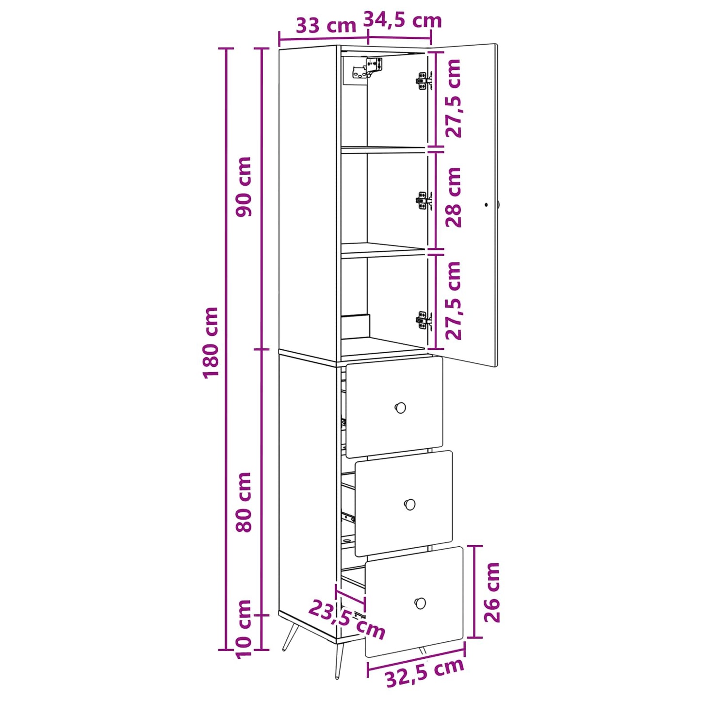 vidaXL Cabinet Set 2 pcs 34.5 x 34.5 x 90 cm Engineered Wood