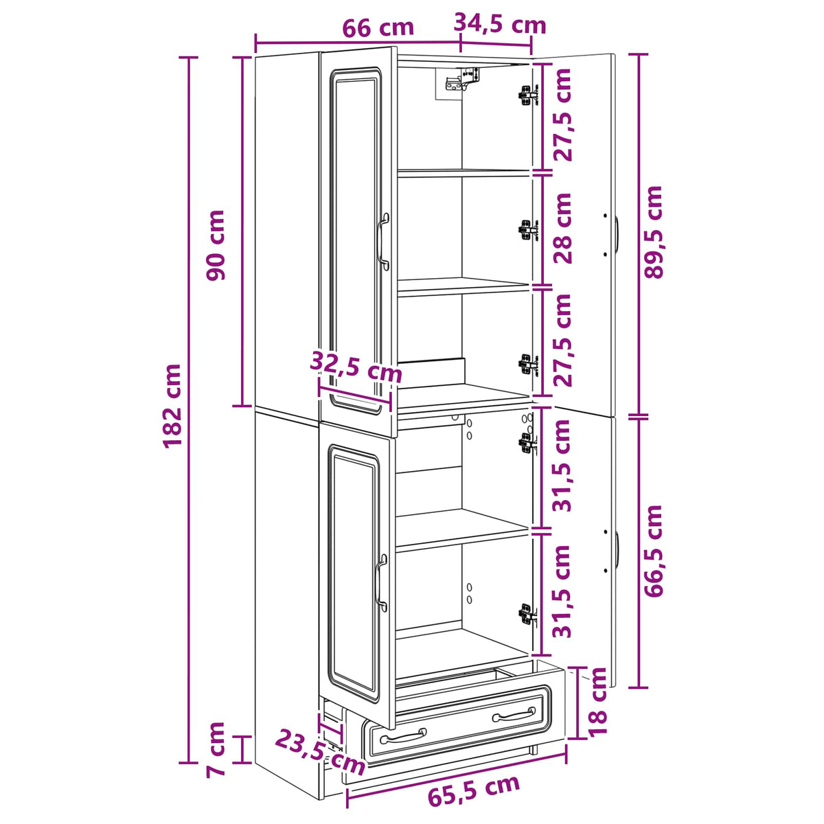 vidaXL Cabinet Set 2 pcs Smoked Oak 66 x 34.5 x 92 cm Engineered Wood