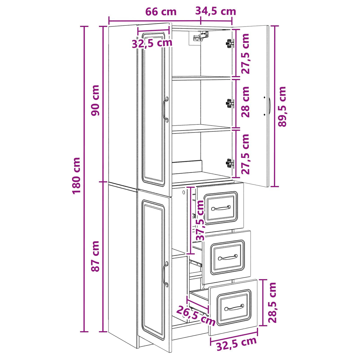 vidaXL Cabinet Set 2 pcs Smoked Oak 66 x 34.5 x 87 cm Engineered Wood