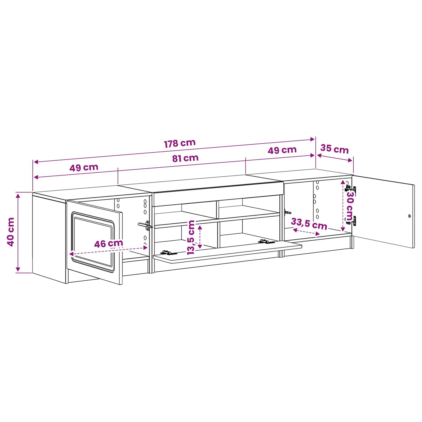 vidaXL 5 Piece LED TV Cabinet Artisan Oak Engineered Wood