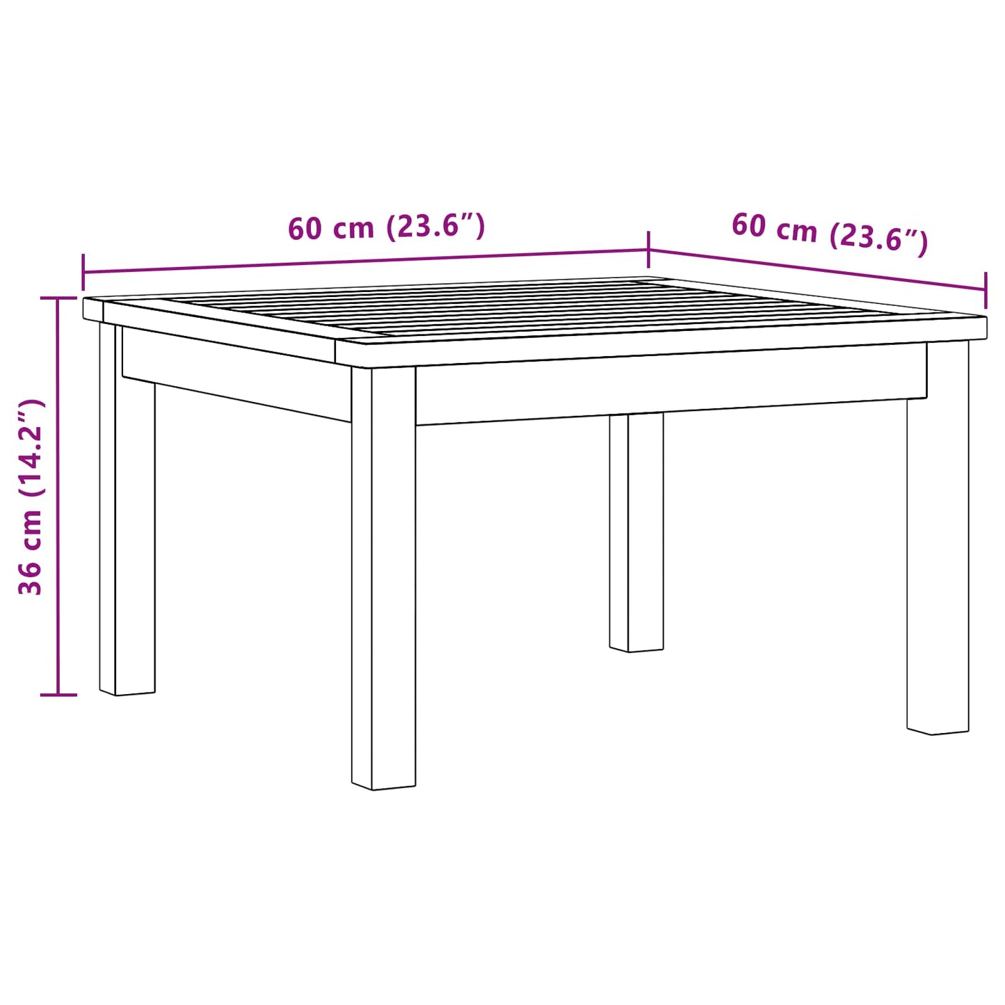 vidaXL Coffee Table Light Acacia 60 x 60 x 36 cm Solid Acacia Wood