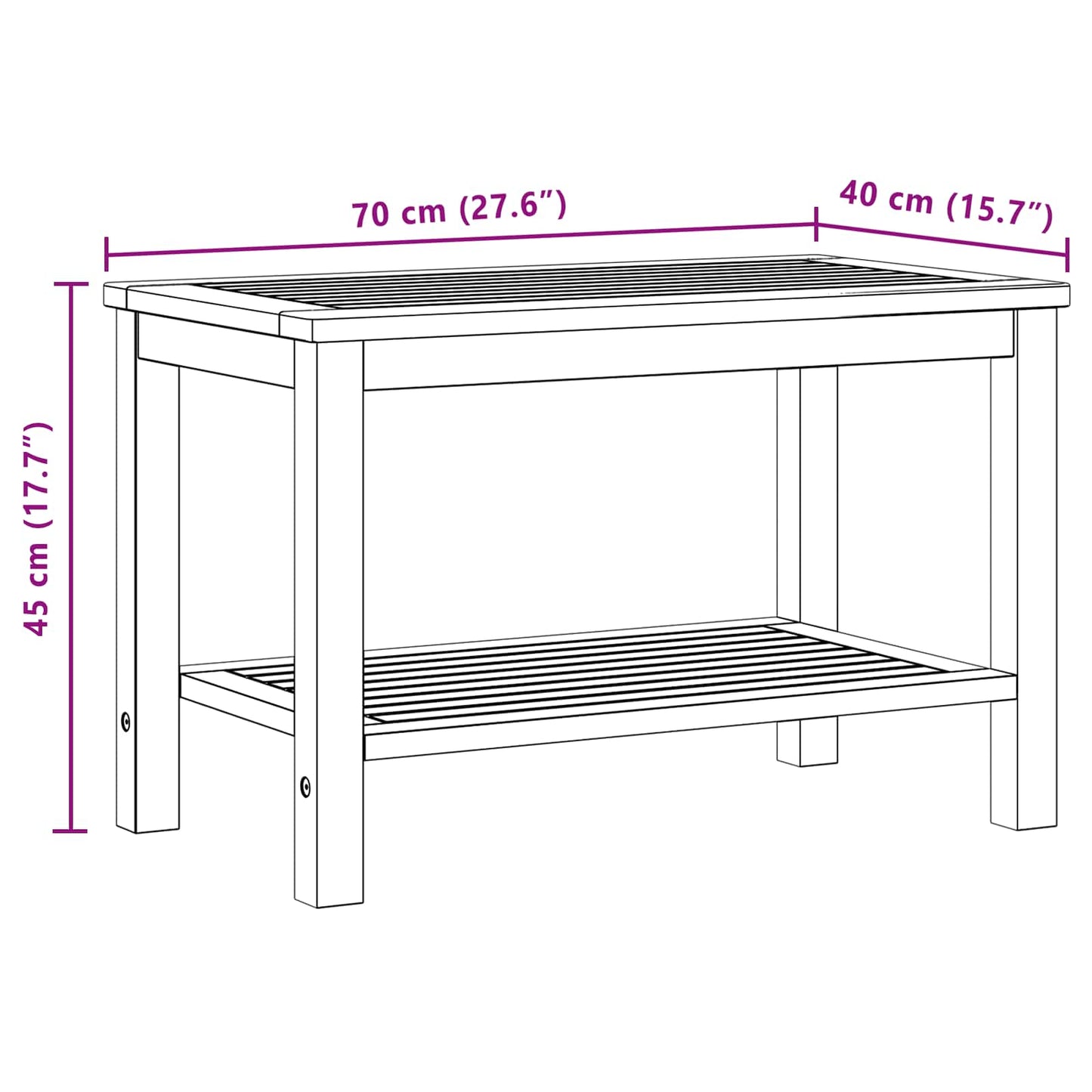 vidaXL Side Table Oil Natural 70 x 40 x 45 cm Solid Acacia Wood