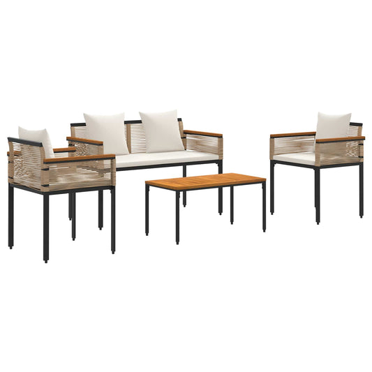 vidaXL Outdoor Furniture Set Beige and Cream White Poly Rattan
