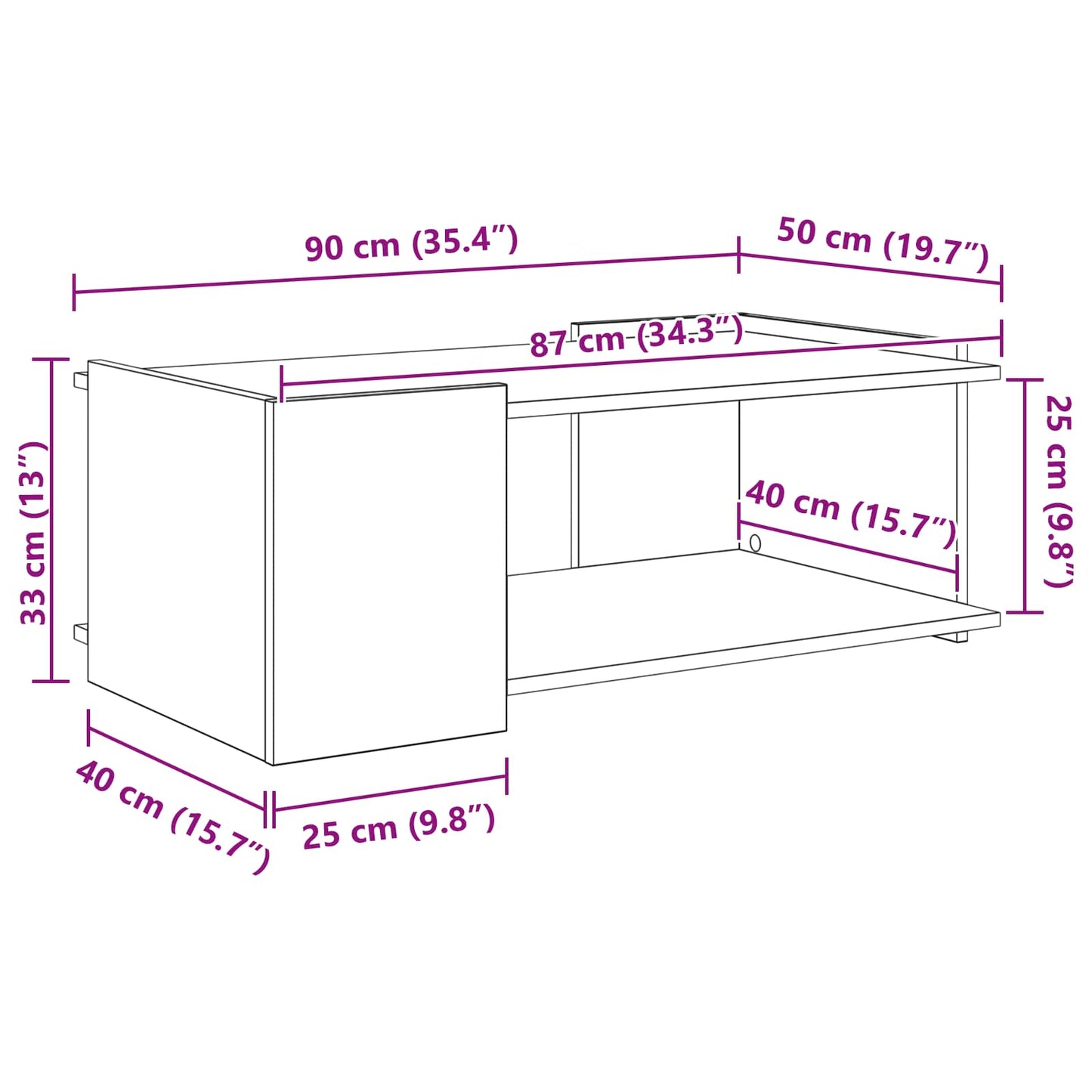 vidaXL Coffee Table White 90 x 50 x 33 cm Engineered Wood