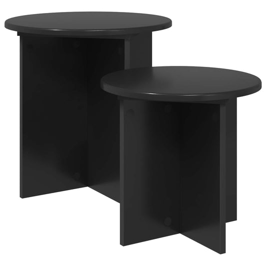 vidaXL Side Table Set 2 pcs Black Oak Ø 45 x 45 cm Engineered Wood