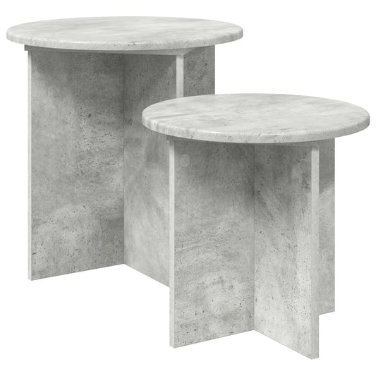vidaXL Side Table Set 2 pcs Concrete Grey Ø 45 x 45 cm Engineered Wood