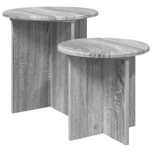 vidaXL Side Table Set 2 pcs Grey Sonoma Ø 45 x 45 cm Engineered Wood