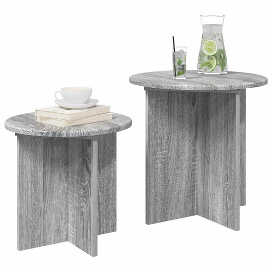 vidaXL Side Table Set with Storage 2 pcs Grey Sonoma Engineered Wood