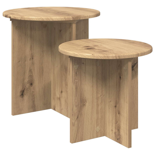 vidaXL Side Table Set 2 pcs Artisan Oak Ø 45 x 45 cm Engineered Wood