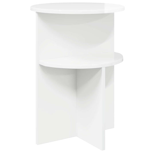 vidaXL Side Table High Gloss White Ø 39.5 x 55 cm Engineered Wood