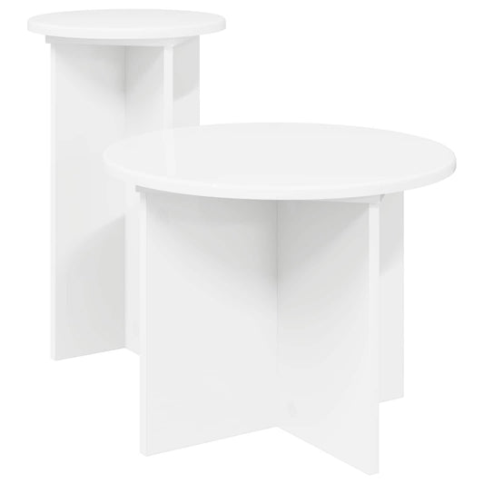 vidaXL Side Table Set 2 pcs White Ø 45 x 35 cm Engineered Wood