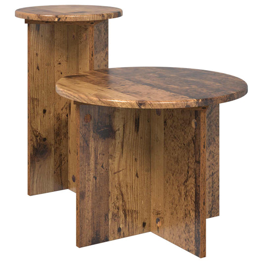 vidaXL Side Table Set 2 pcs Old Wood Ø 45 x 35 cm Engineered Wood