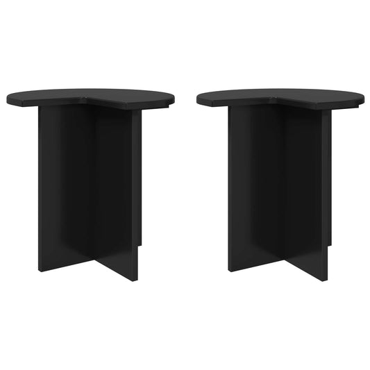 vidaXL Side Table 2 pcs Black Oak Ø 39 x 38 cm Engineered Wood