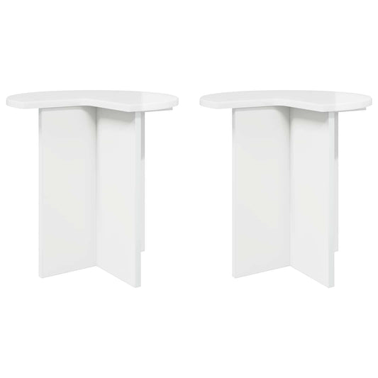 vidaXL Side Table 2 pcs High Gloss White Ø 39 x 38 cm Engineered Wood