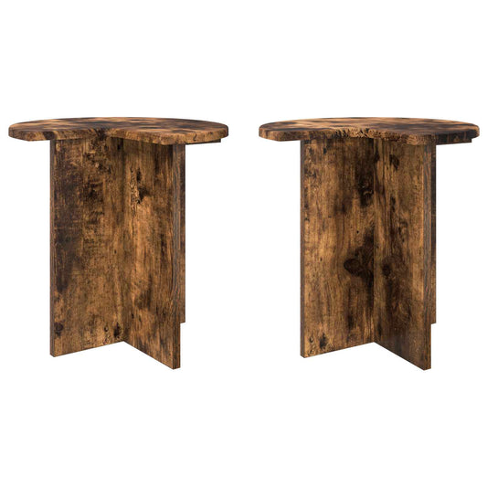 vidaXL Side Table 2 pcs Smoked Oak Ø 39 x 38 cm Engineered Wood