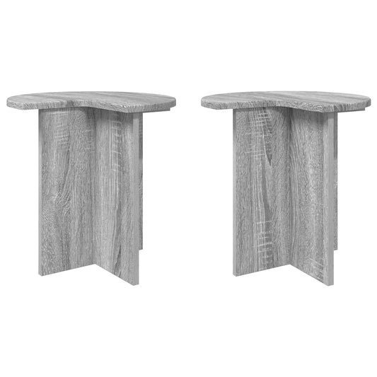 vidaXL Side Table 2 pcs Grey Sonoma Ø 39 x 38 cm Engineered Wood