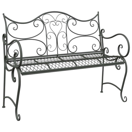 vidaXL Garden Bench 2-Seater 114 x 56.5 x 90 cm Steel Silver Grey