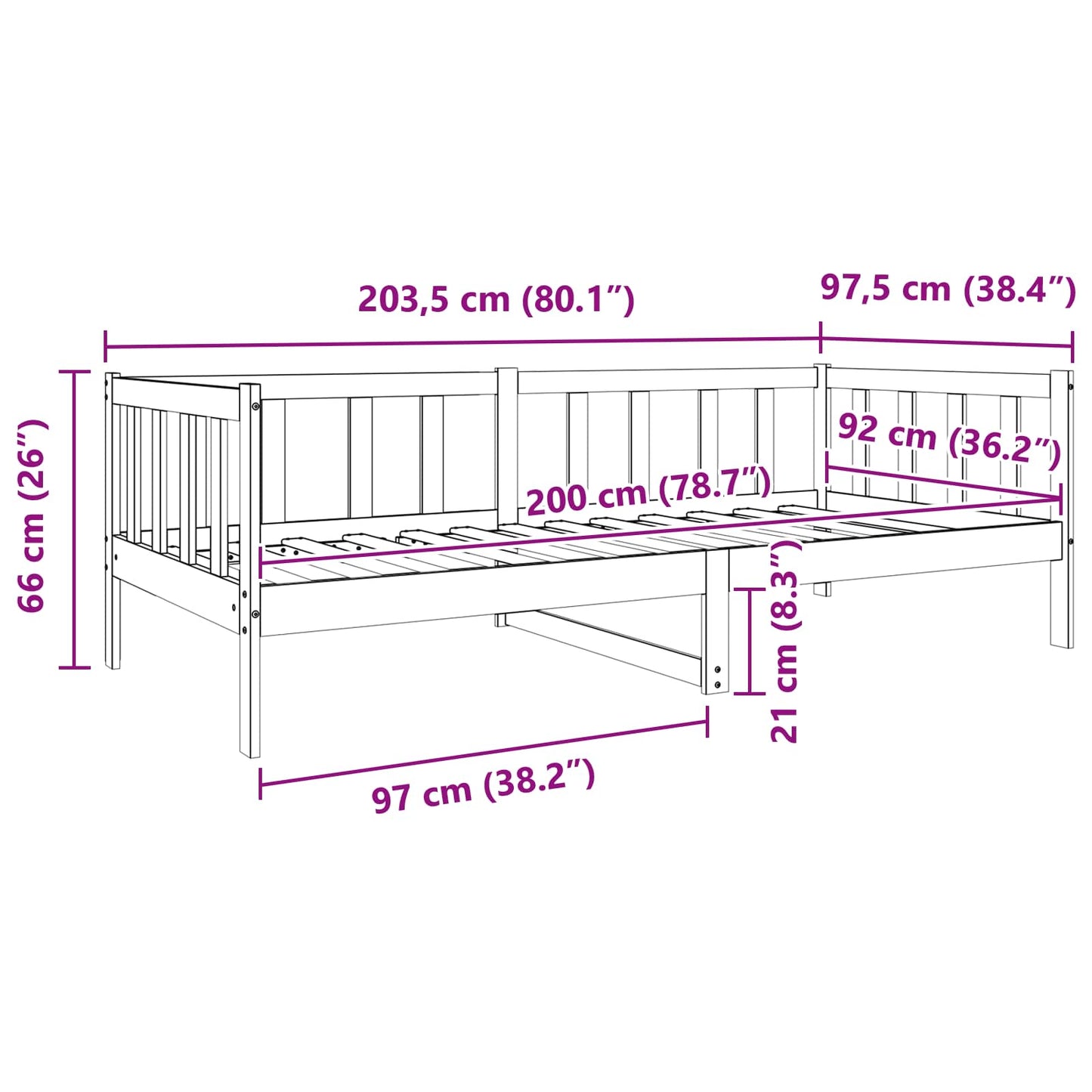 vidaXL Bed Frame with Headboard Wax Brown 90 x 190 cm Solid Pine Wood