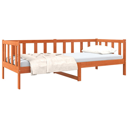 vidaXL Bed Frame with Headboard Wax Brown 90 x 190 cm Solid Pine Wood