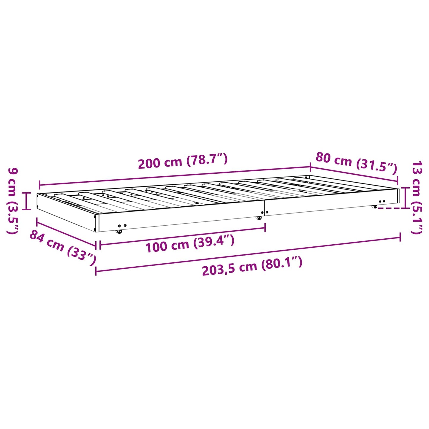 vidaXL Bed Frame Wax Brown 80 x 200 cm Solid Pine Wood