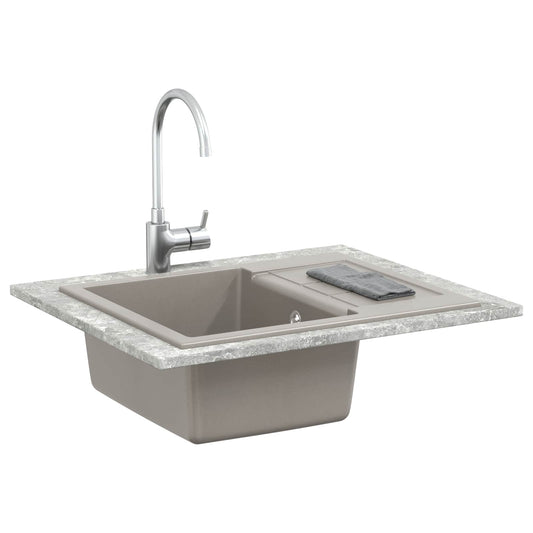 vidaXL Sink Grey 620 x 500 mm 80% Quartz and 20% Resin