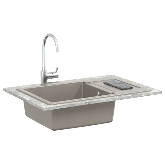 vidaXL Sink Grey 780 x 500 mm 80% Quartz and 20% Resin