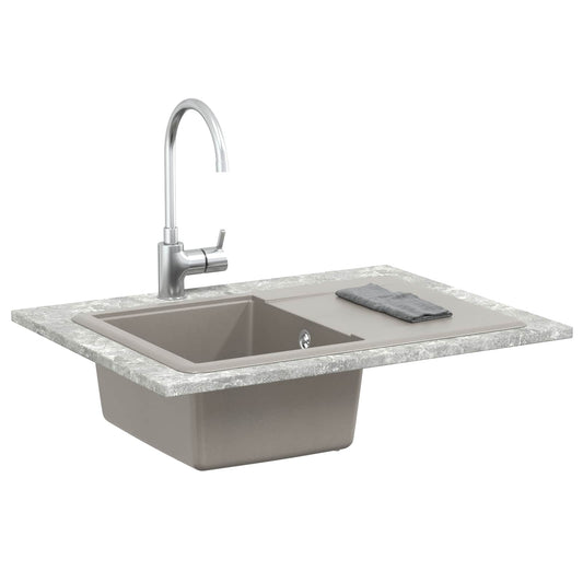 vidaXL Sink Grey 670 x 460 mm 80% Quartz and 20% Resin