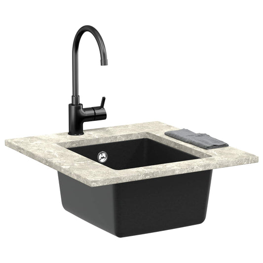 vidaXL Sink Black 370 x 460 mm 80% Quartz and 20% Resin