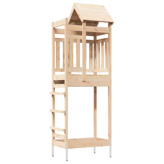 vidaXL Play Tower Brown Solid Pine Wood