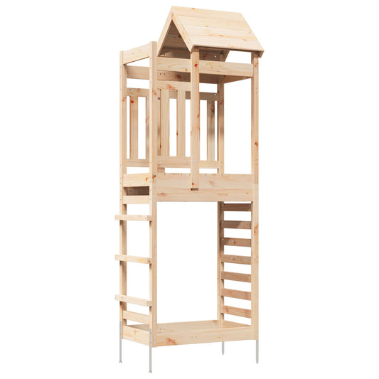 vidaXL Play Tower Brown 52.5 x 85 x 238 cm Solid Pine Wood