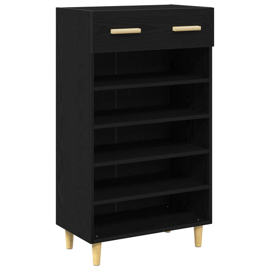 vidaXL Shoe Cabinet 60 x 35 x 105 cm Engineered Wood Black Oak