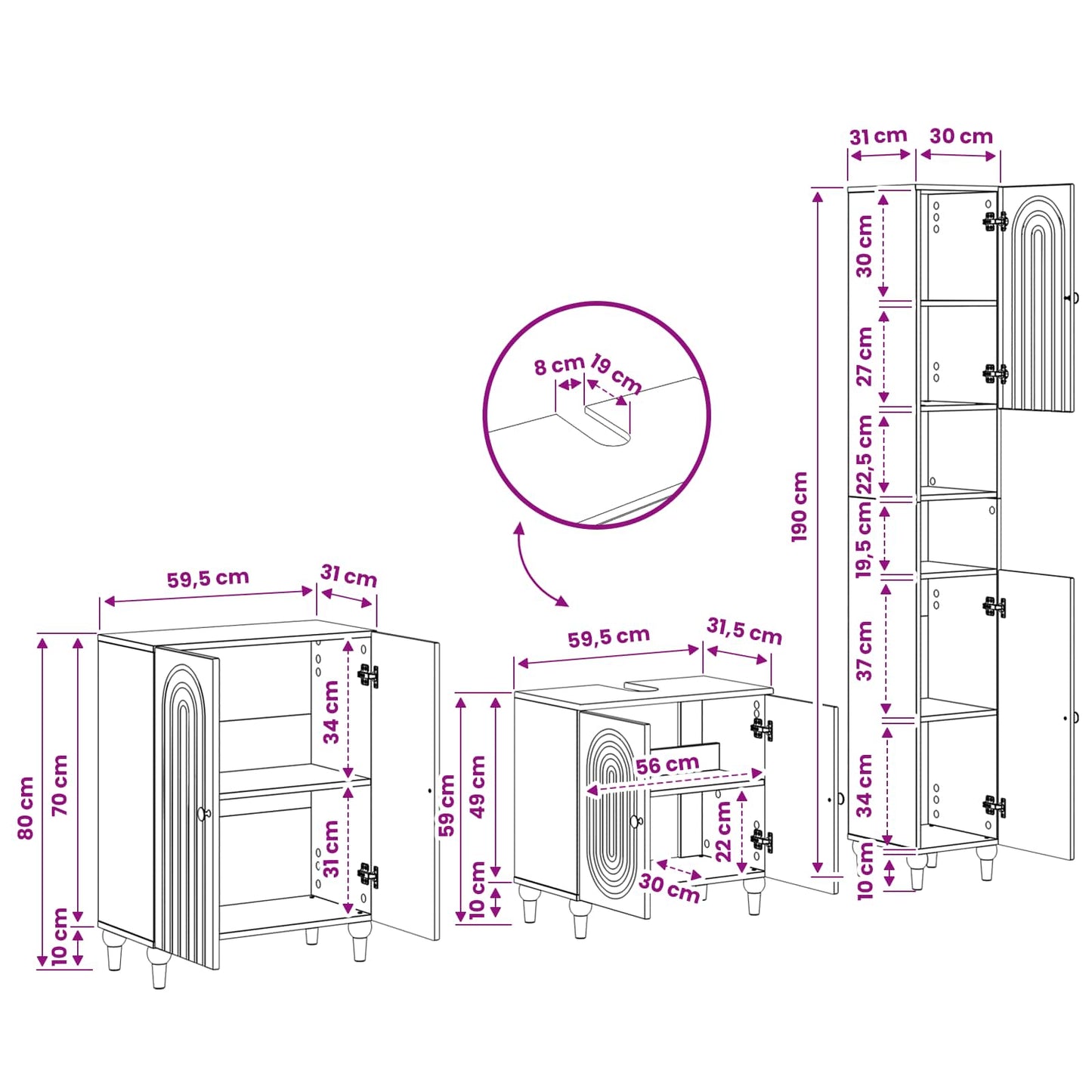 vidaXL 3 Piece Bathroom Cabinet Set ALKMAAR Artisan Oak