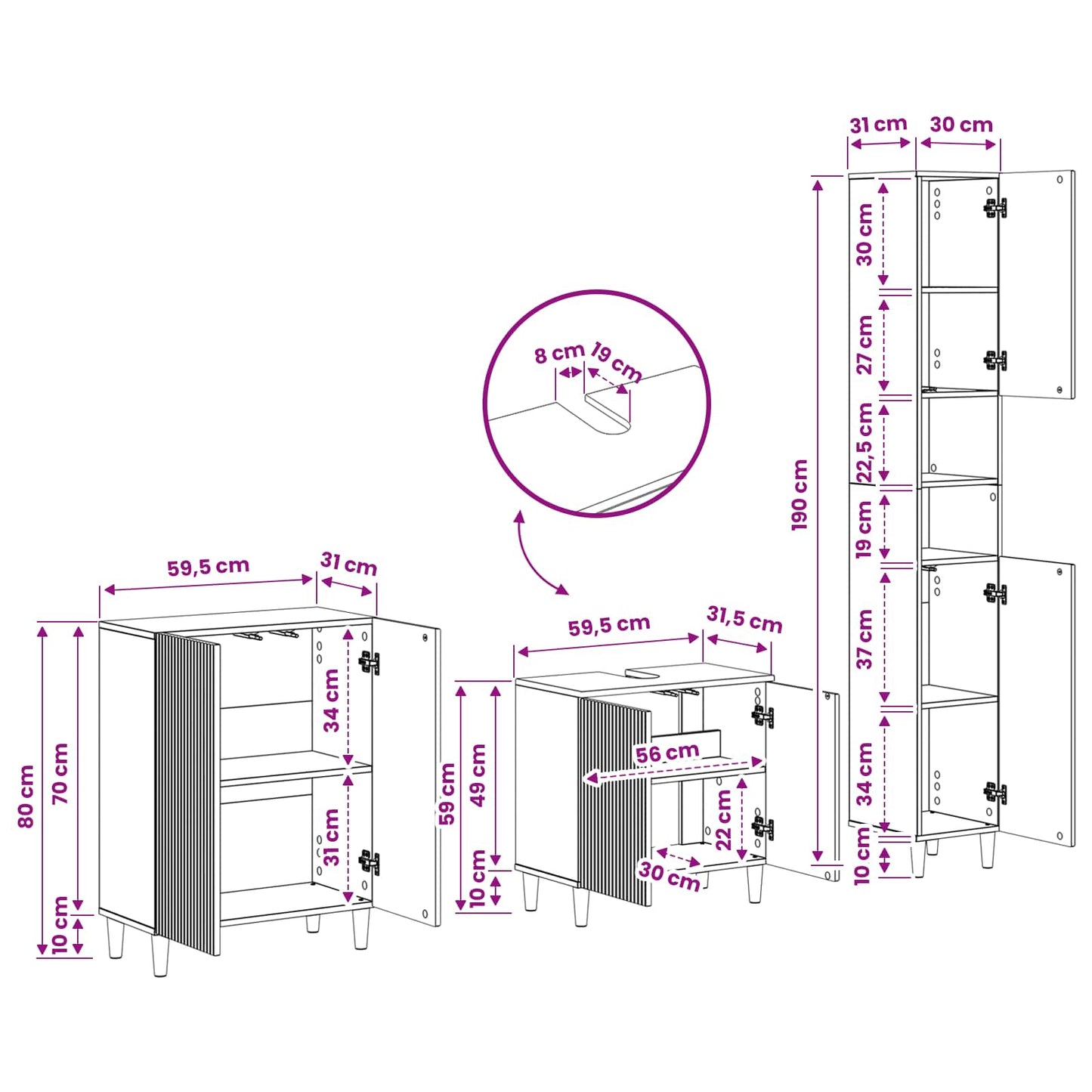 vidaXL 3 Piece Bathroom Cabinet Set ARNHEM Old Wood Engineered Wood