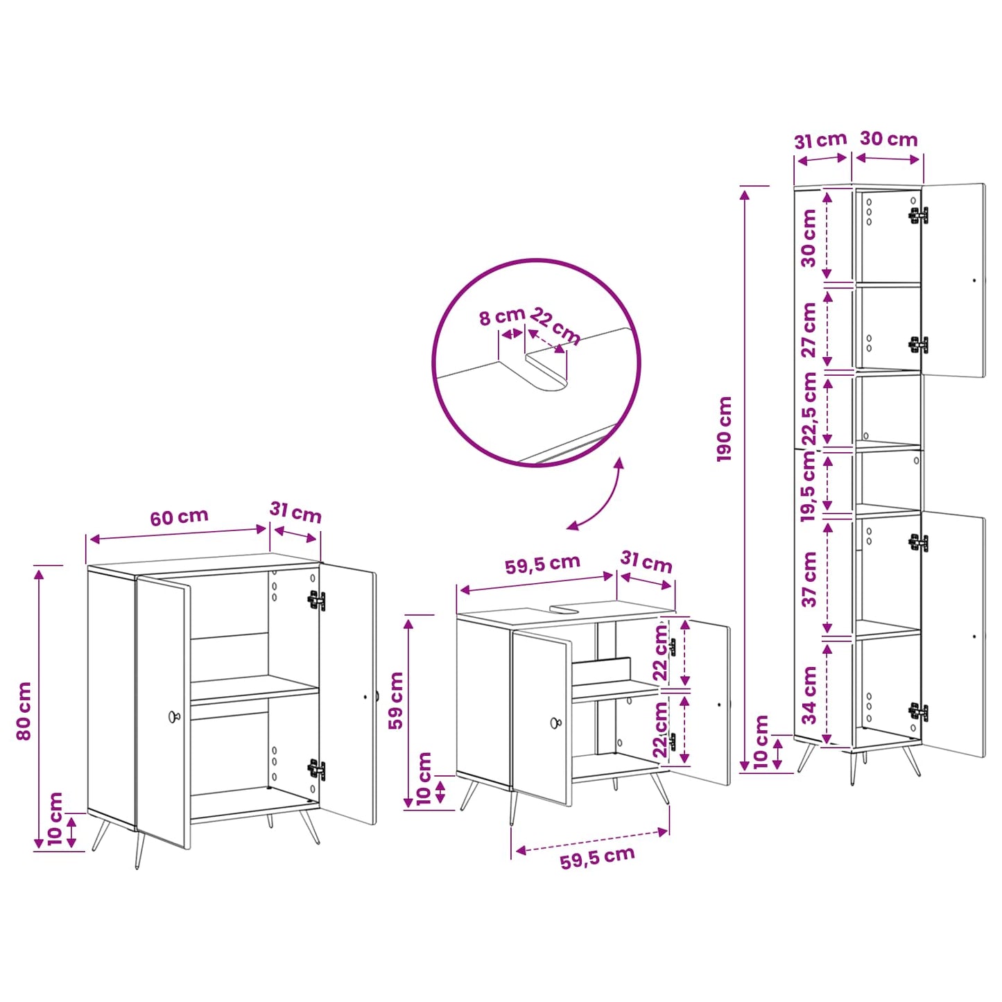 vidaXL 3 Piece Bathroom Cabinet Set BREDA Old Wood Engineered Wood