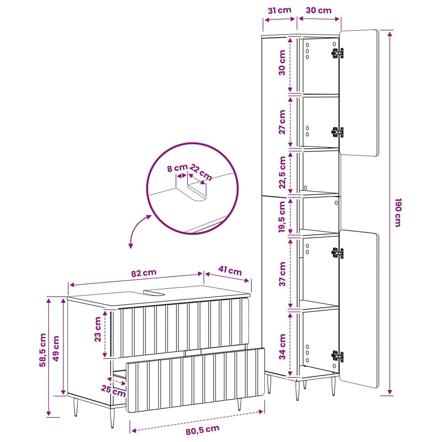 vidaXL 2 Piece Bathroom Cabinet Set ZWOLLE Sonoma Oak Engineered Wood