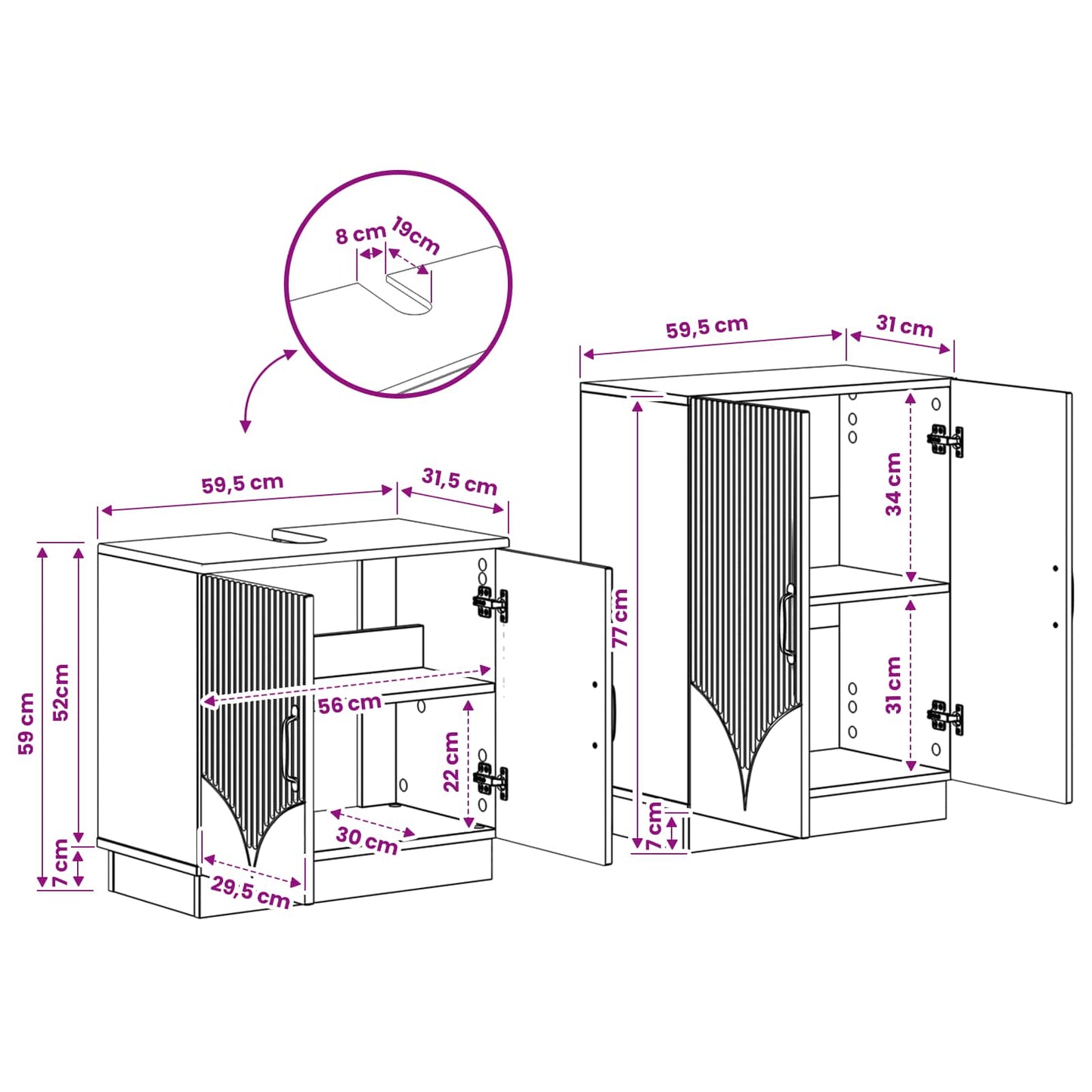 vidaXL 2 Piece Bathroom Cabinet Set HOORN Concrete Grey