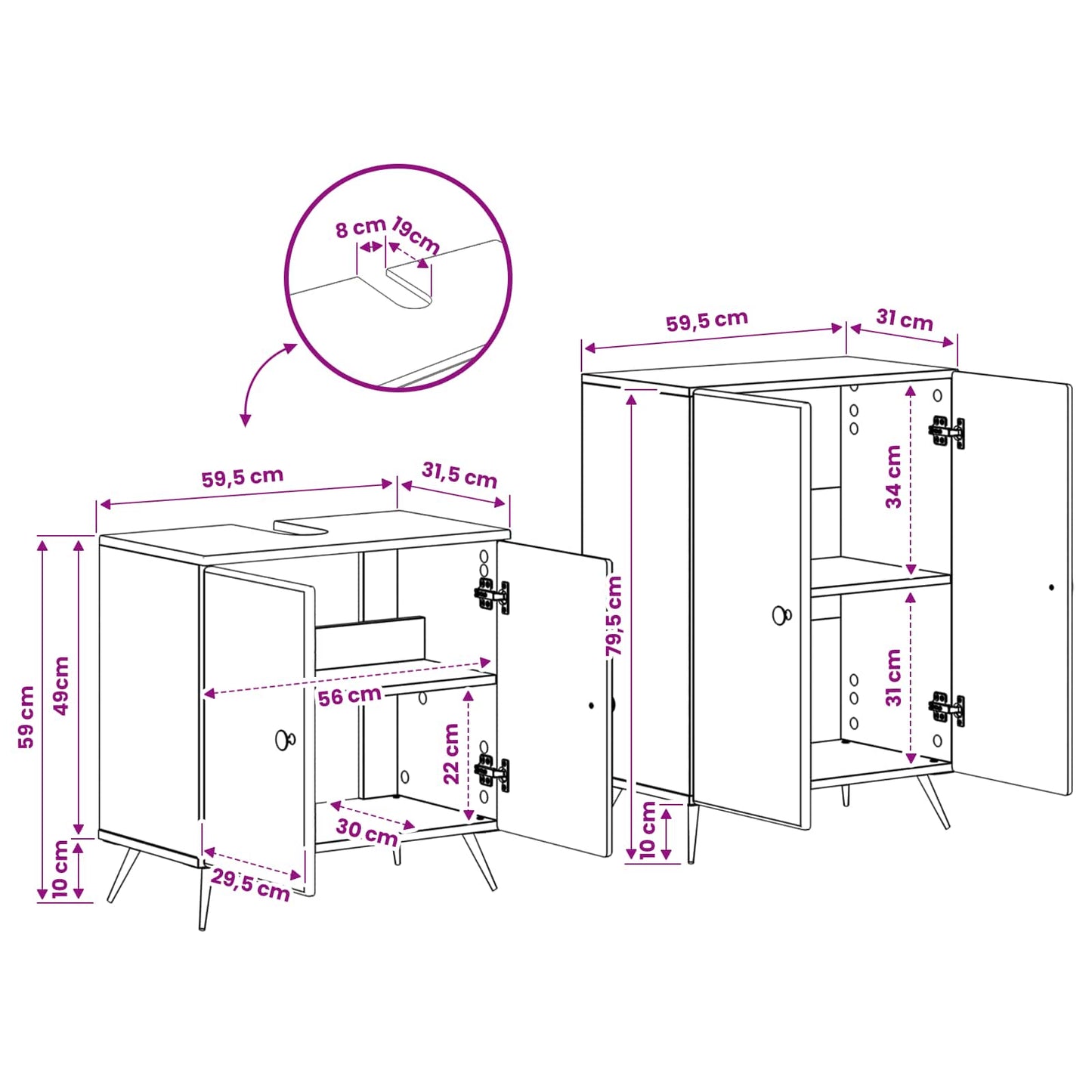 vidaXL 2 Piece Bathroom Cabinet Set BREDA Artisan Oak Engineered Wood