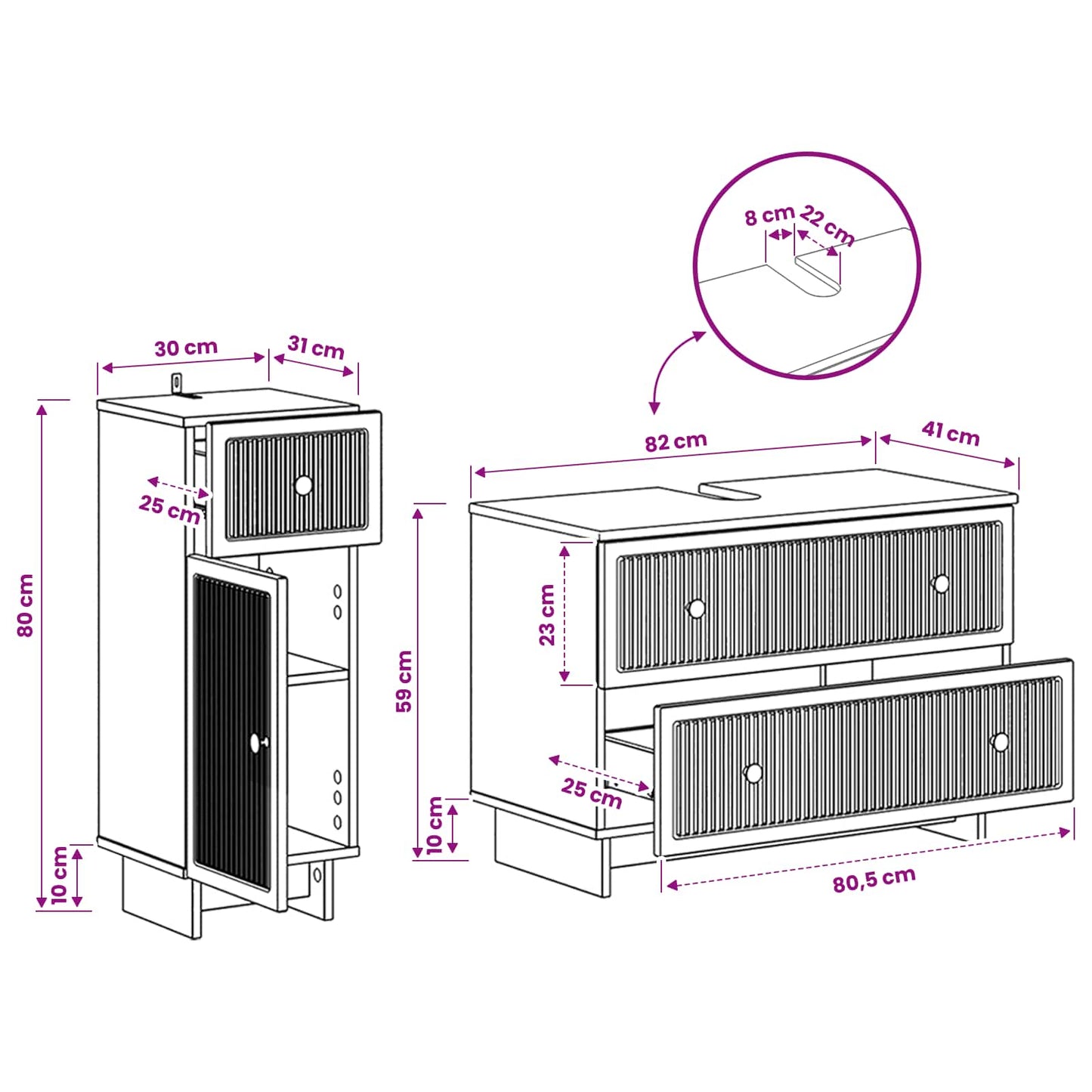 vidaXL 2 Piece Bathroom Cabinet Set EDE Grey Sonoma Engineered Wood