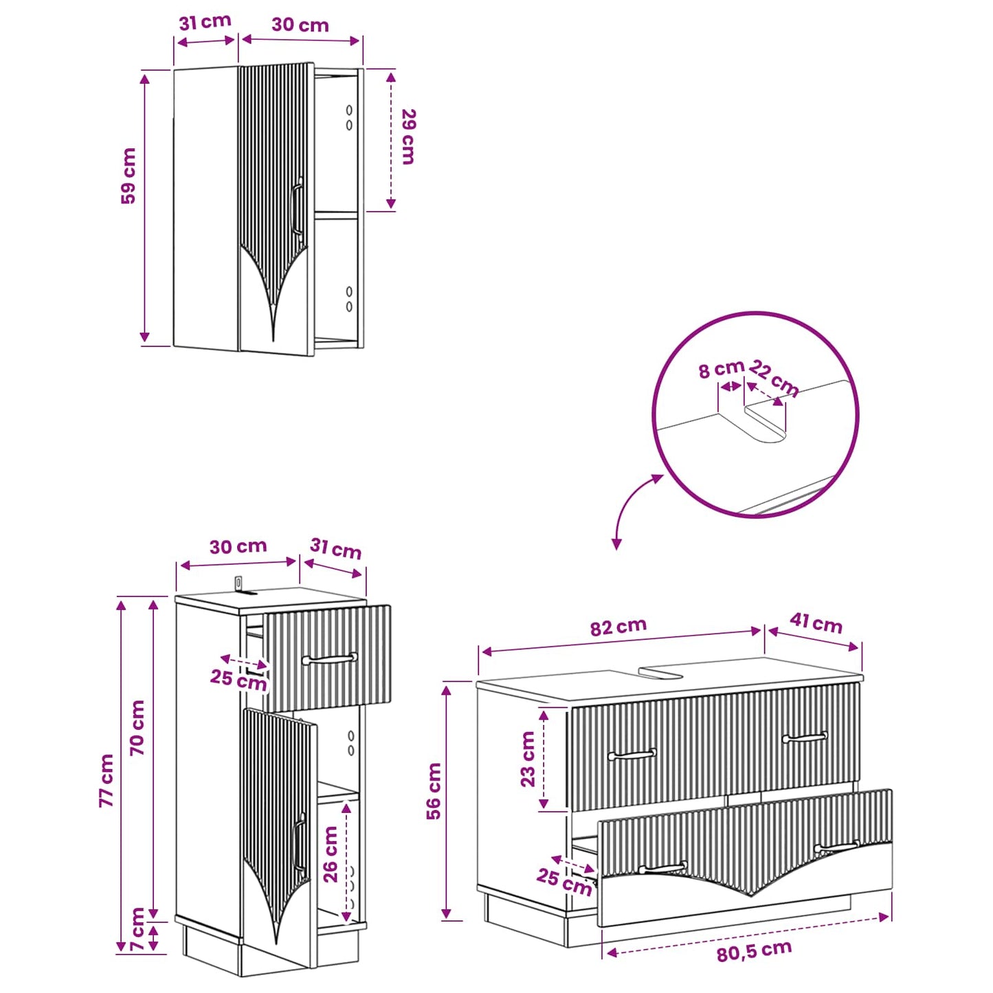 vidaXL 3 Piece Bathroom Cabinet Set HOORN Sonoma Oak Engineered Wood