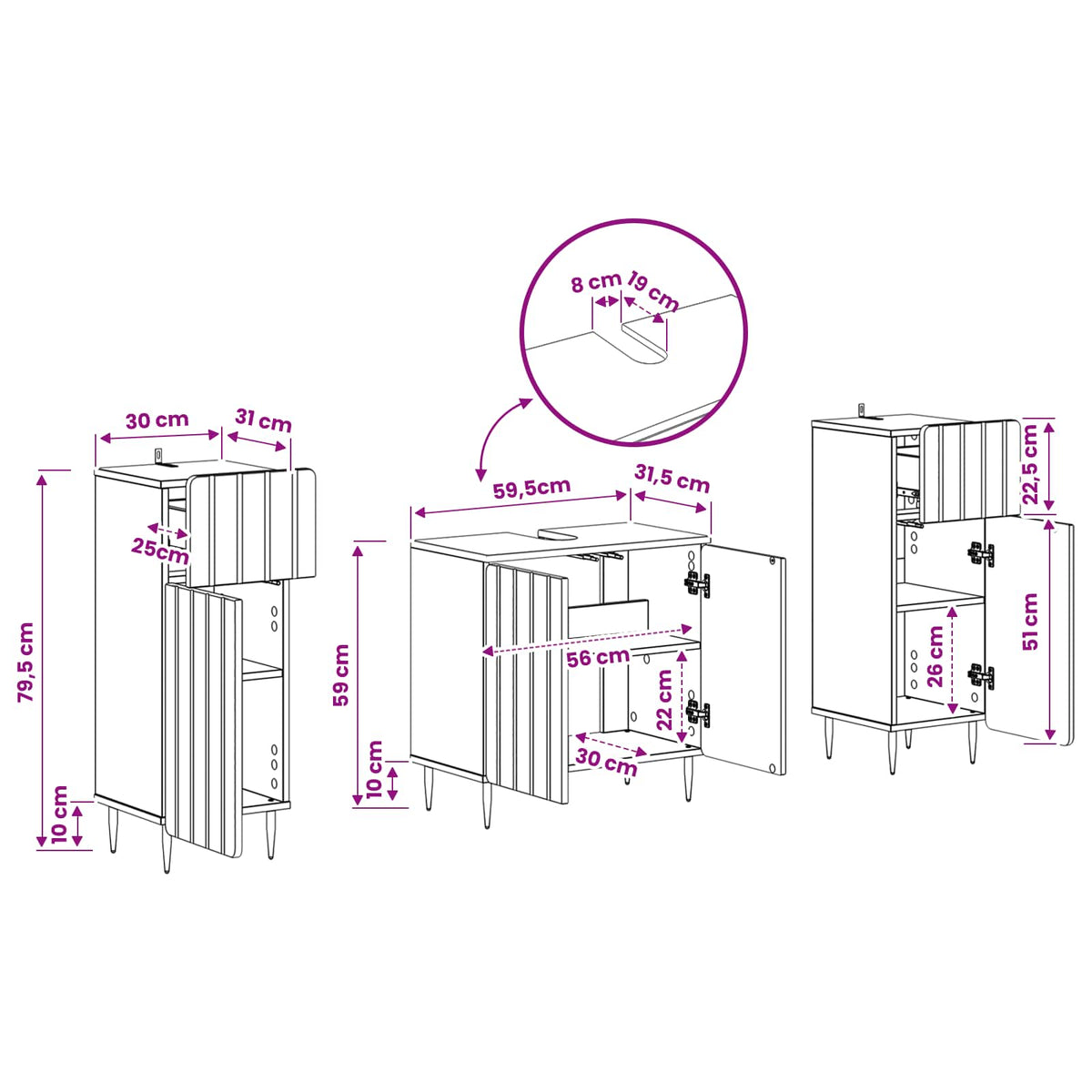 vidaXL 3 Piece Bathroom Cabinet Set ZWOLLE 3 pcs Sonoma Oak