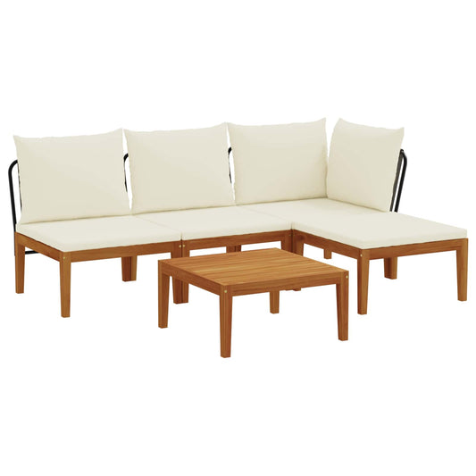 vidaXL 5 pcs Solid Acacia Wood & Rope Natural